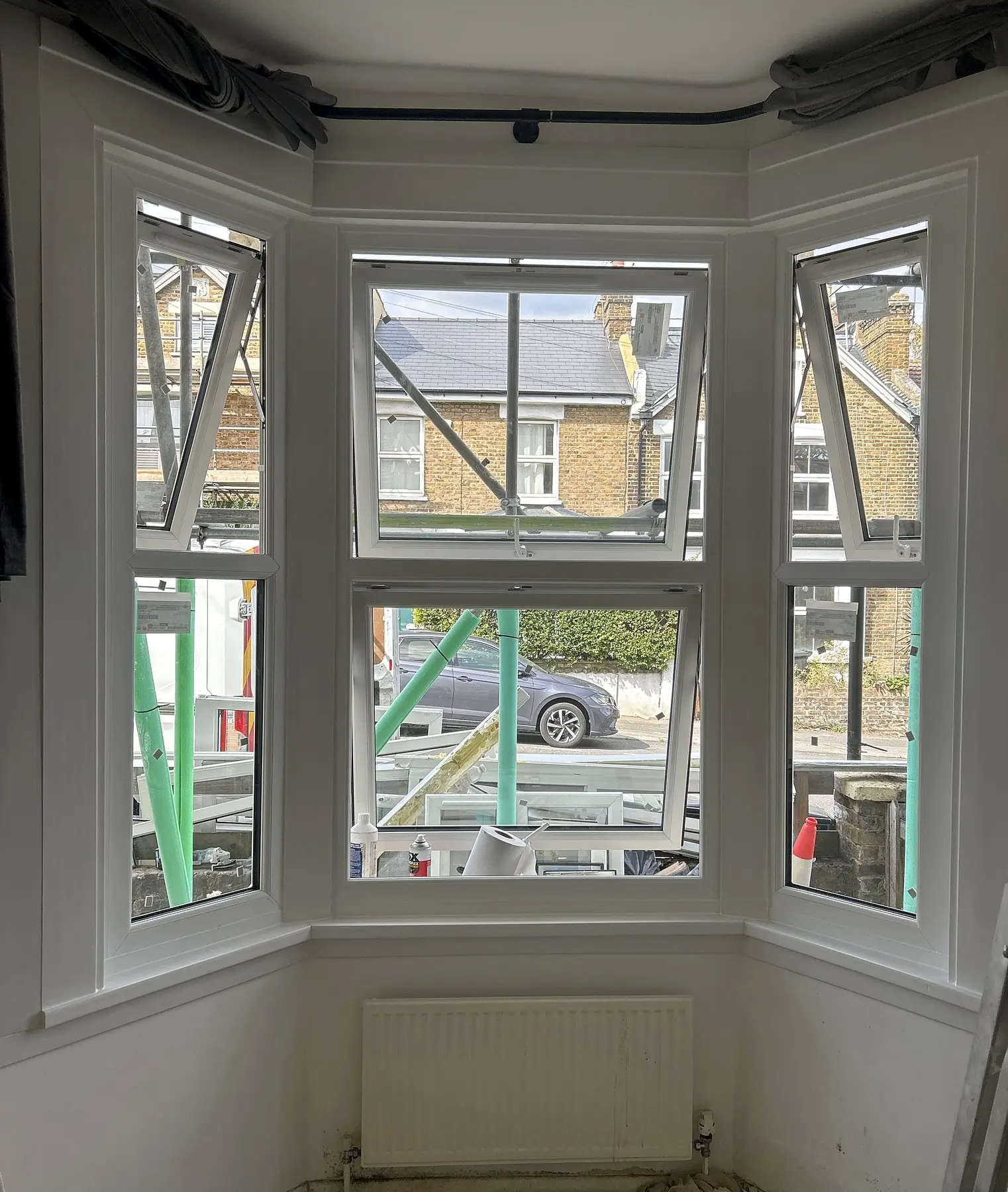 uPVC bay window with top-opening casements